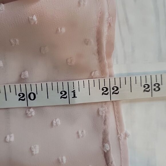 Express Sheer Peach Colored Blouse With Embroidered Details Womens Size Lg - Picture 10 of 11